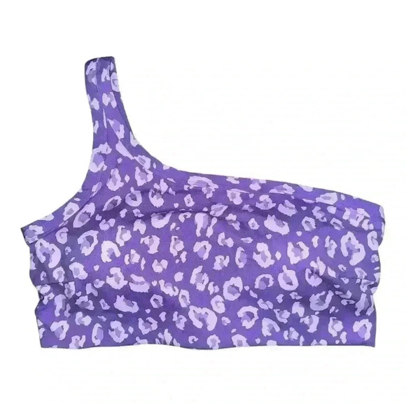 All In Motion Purple Leopard Print Asymmetrical Bra, XXL - Picture 2 of 6